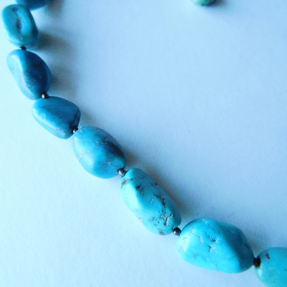 ⭐ chunky BARSE sterling TURQUOISE bead necklace - Picture 2 of 7
